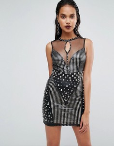 Платье без рукавов с пайетками и заклепками Boohoo - Черный