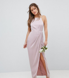 Платье макси на бретельках с драпировкой ASOS PETITE - Розовый