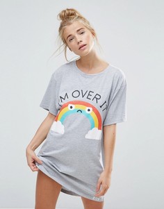 Футболка для сна с надписью Im Over It ASOS - Мульти