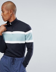 Темно-синий вязаный джемпер на молнии ASOS - Темно-синий