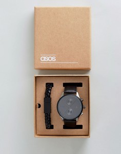 Черные часы и браслет в подарочном наборе ASOS - Черный