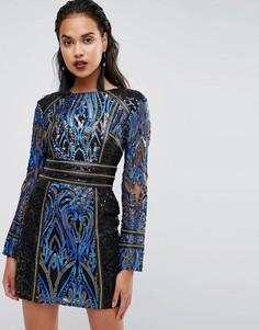 Платье с пайетками и длинными рукавами Boohoo - Черный