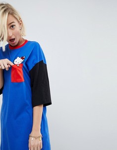 Оверсайз-футболка в стиле колор блок с отделкой Hello Kitty X ASOS - Мульти