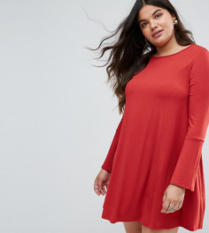 Свободное платье мини с рукавами клеш ASOS CURVE - Красный