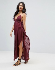 Пляжное платье с завязками на плечах и асимметричным краем ASOS - Фиолетовый