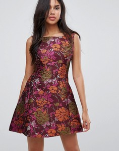 Жаккардовое короткое приталенное платье Ax Paris Jacquard Skater Dres - Фиолетовый
