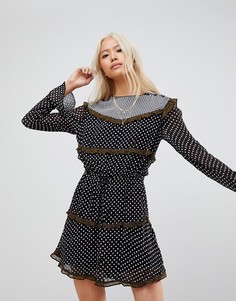 Платье с длинными рукавами и принтом Maison Scotch - Мульти