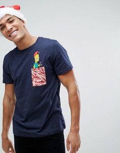 Футболка с новогодним принтом Jack &amp; Jones Originals - Темно-синий