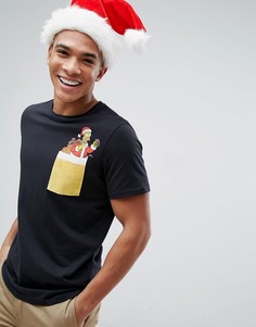 Футболка с новогодним принтом Jack &amp; Jones Originals - Черный