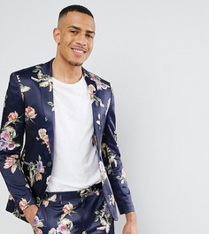 Темно-синий пиджак суперузкого кроя с цветочным принтом ASOS TALL WEDDING - Темно-синий