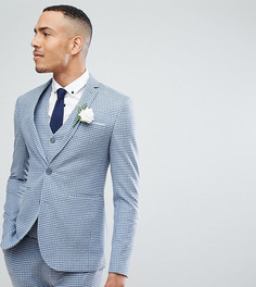 Супероблегающий пиджак в мелкую клетку ASOS TALL WEDDING - Синий