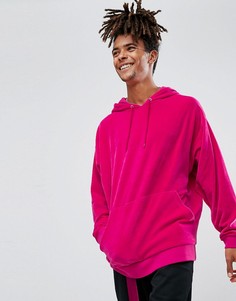 Oversize-худи розового цвета из велюра ASOS - Розовый