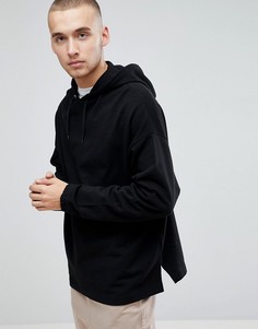 Удлиненный свободный худи с разрезами ASOS - Черный