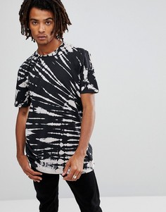 Длинная выбеленная футболка ASOS - Черный