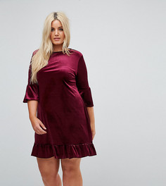 Бархатное платье платье А-силуэта Boohoo Plus - Красный