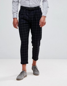 Строгие укороченные брюки в клетку Jack &amp; Jones Intelligence - Темно-синий