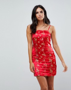Атласное платье мини с цветочным принтом Parisian - Красный