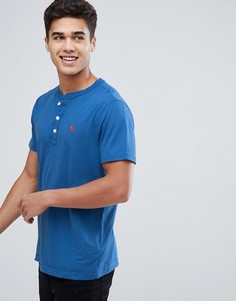 Синяя узкая футболка хенли Abercrombie &amp; Fitch Pop Icon - Синий