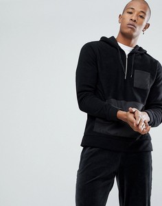 Оверсайз-худи из флиса с молнией и контрастным карманом ASOS - Черный