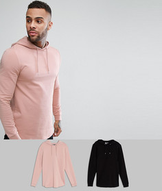 2 обтягивающих худи удлиненного кроя ASOS - Мульти