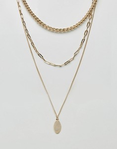 Ожерелье в несколько рядов с цепочками и подвеской ASOS - Золотой