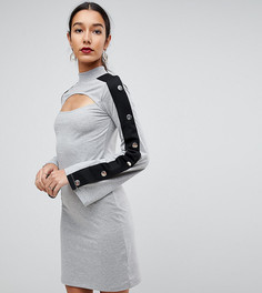 Платье мини с вырезом и кнопками на рукавах ASOS TALL - Серый