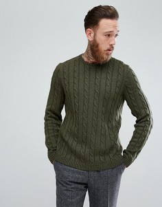 Джемпер цвета хаки с вязкой косичкой ASOS - Зеленый