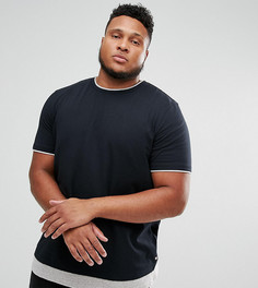 Удлиненная футболка с контрастной отделкой Jack &amp; Jones Originals PLUS - Черный