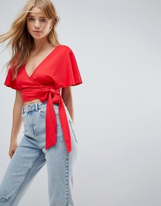 Кроп-топ на завязке с рукавами кимоно Miss Selfridge - Красный