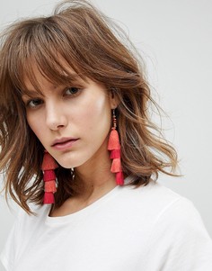 Серьги с ярусными подвесками-кисточками Pieces - Розовый