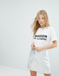 Футболка с надписью Maison De La Mode New Look - Кремовый