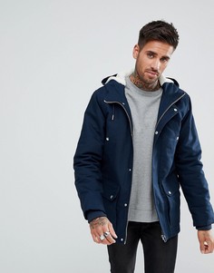 Темно-синяя куртка с подкладкой из искусственного меха River Island - Темно-синий