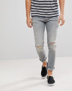 Светло-серые рваные джинсы скинни River Island - Синий