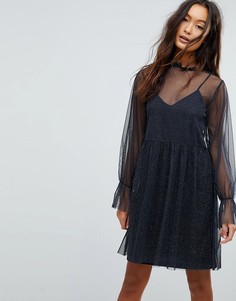 Полупрозрачное платье с блестками Vila - Темно-синий