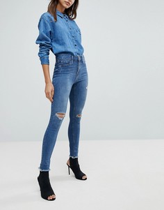 Джинсы скинни с рваными коленками River Island Molly - Синий