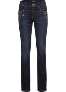 Вышитые стрейчевые джинсы (темно-синий «потертый») Bonprix