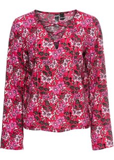 Блузка на шнуровке (красный с узором) Bonprix