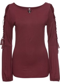 Футболка со шнуровками (бордовый) Bonprix