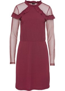 Платье с кружевом и воланами (кленово-красный) Bonprix