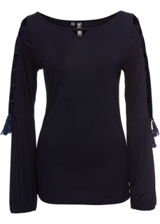 Футболка со шнуровками (темно-синий) Bonprix