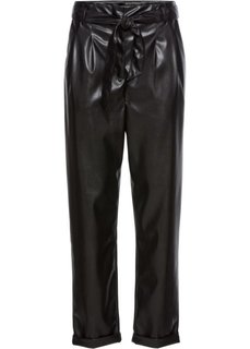 Брюки с ремнем, кожезаменитель (черный) Bonprix