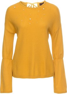 Пуловер с бусинами (лимонный карри) Bonprix