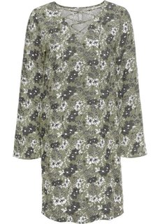 Платье на шнуровке (оливковый с узором) Bonprix