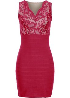 Платье с кружевной вставкой (темно-красный) Bonprix