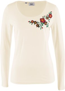 Футболка с вышивкой (кремовый) Bonprix