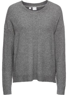 Широкий короткий пуловер (антрацитовый меланж) Bonprix