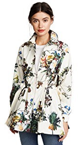 Adam Lippes Printed Poplin Jacket with Side Ties
