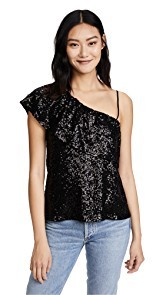 BB Dakota Clair One Shoulder Sequin Ruffle Top