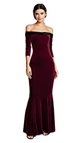 Norma Kamali Velour Fishtail Gown