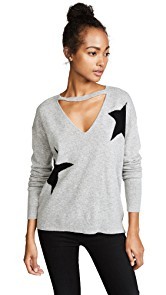 Pam &amp; Gela Cutout Sweater with Star Intarsia